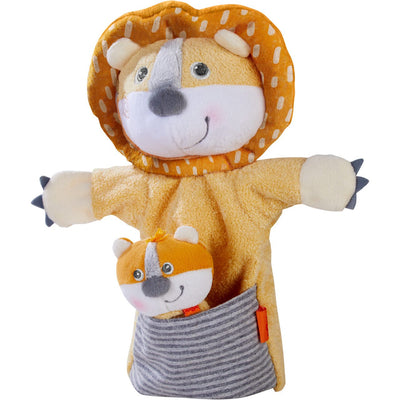 Lion Glove Puppet With Baby Cub Finger Puppet