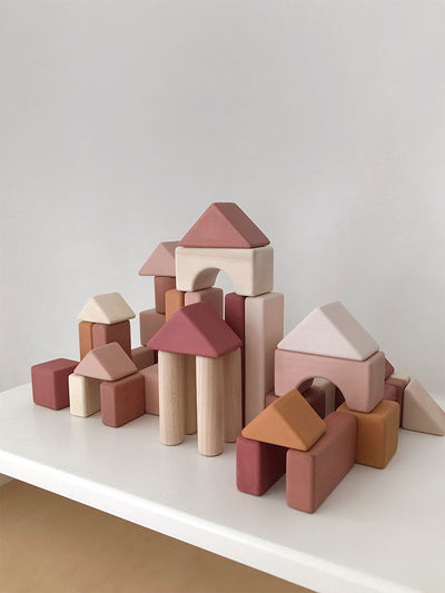 Castle Wooden Blocks Set, Light Pink