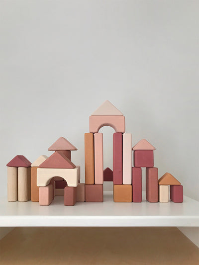 Castle Wooden Blocks Set, Light Pink
