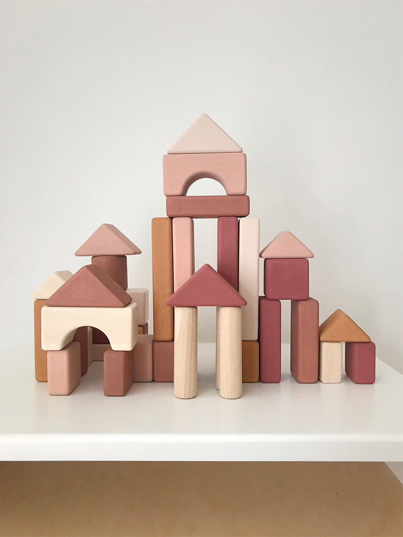 Castle Wooden Blocks Set, Light Pink
