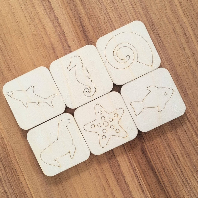 Wooden Clay/ Sand Stamps Ocean