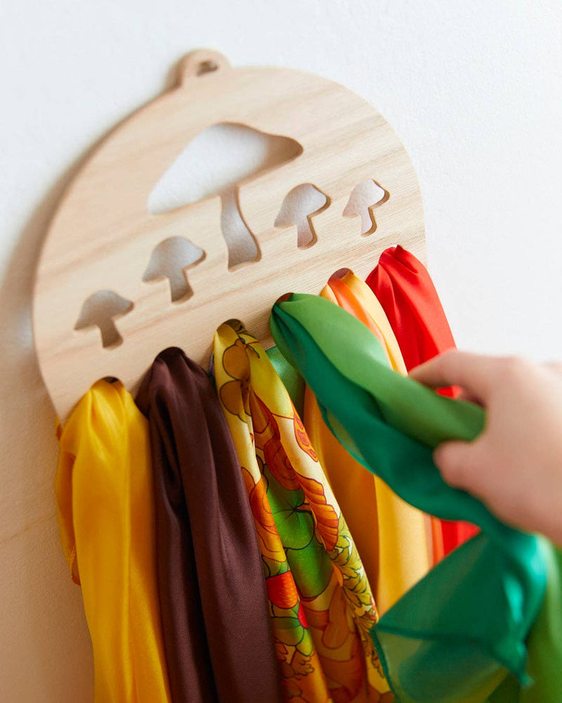 Wooden Mushroom Display for Playsilks, Cloth, Waldorf Toys