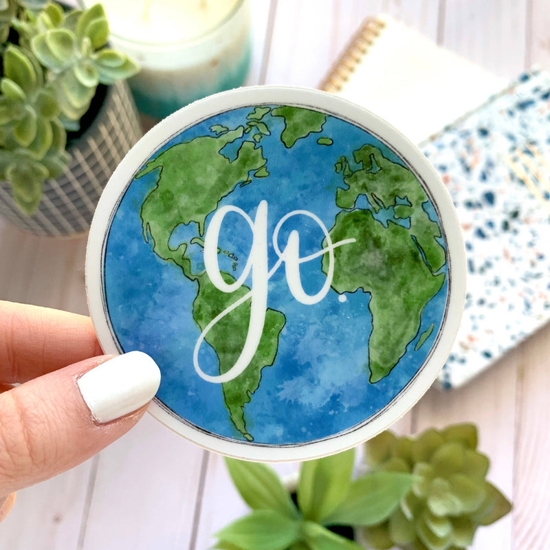 Go Globe Sticker 3x3in.