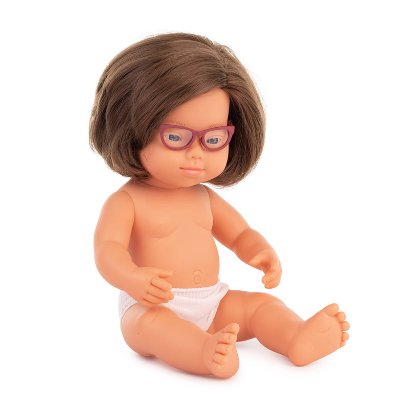 Baby Doll Caucasian Girl with Down Syndrome with Glasses