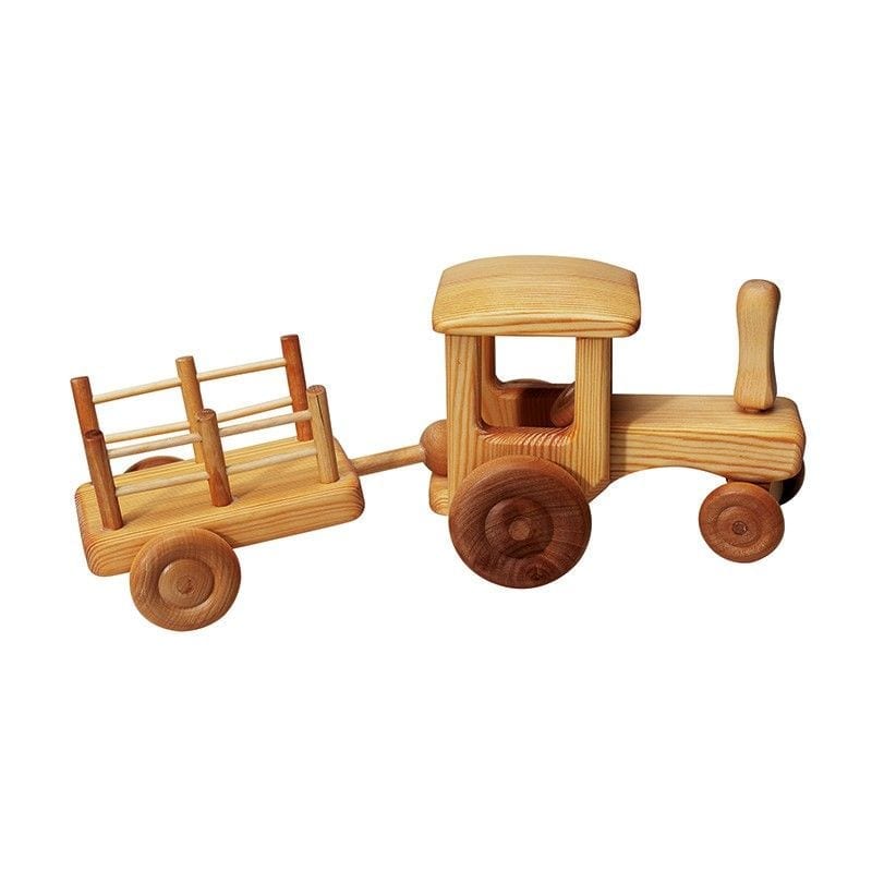 Wooden Toy Tractor w/ Trailer