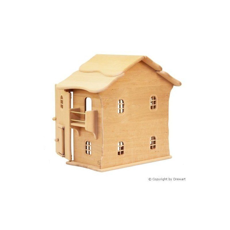 Doll House with Natural Roof and Doors