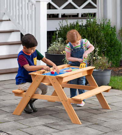 Wooden 2-in-1 Picnic Table Sensory Play Station [LOCAL PICK-UP ONLY]