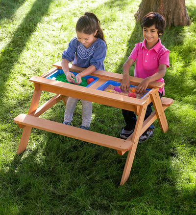 Wooden 2-in-1 Picnic Table Sensory Play Station [LOCAL PICK-UP ONLY]