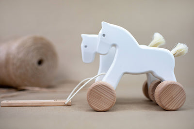 Double Jumping Horses Pull Toy, White