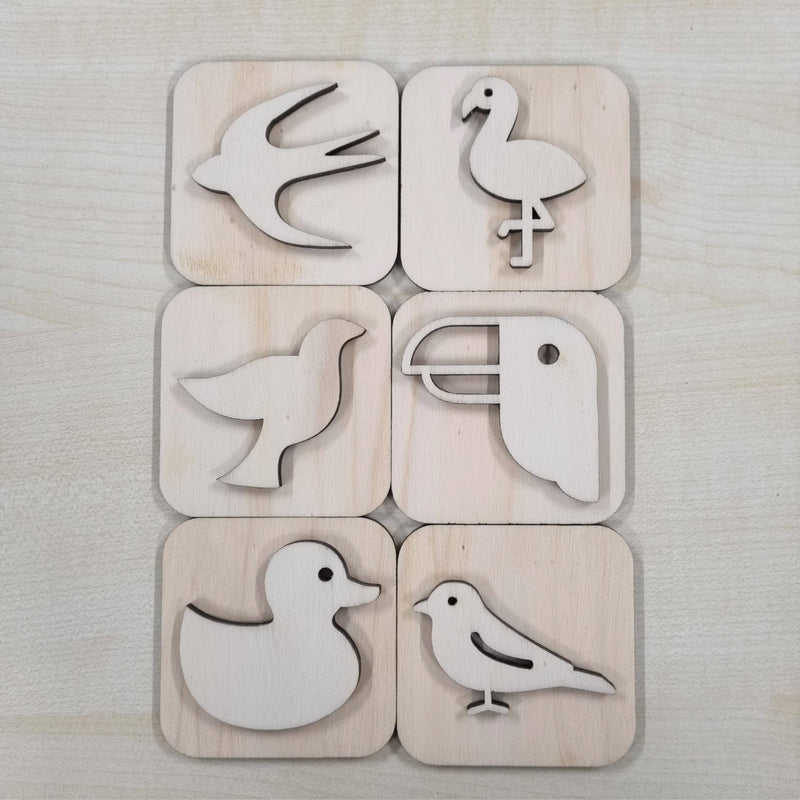 Wooden Clay/Sand Stamps Birds