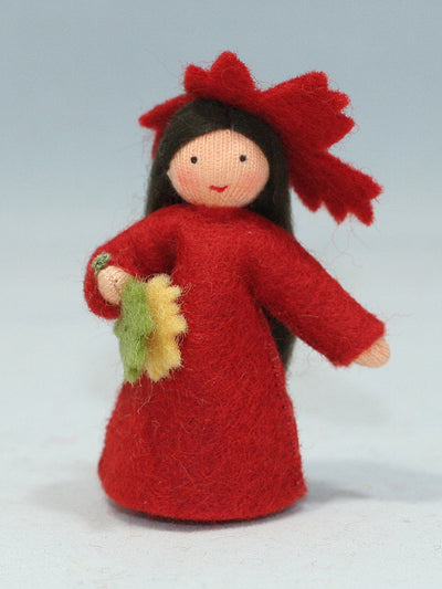 Autumn Fairy (miniature standing felt doll, holding leaves)