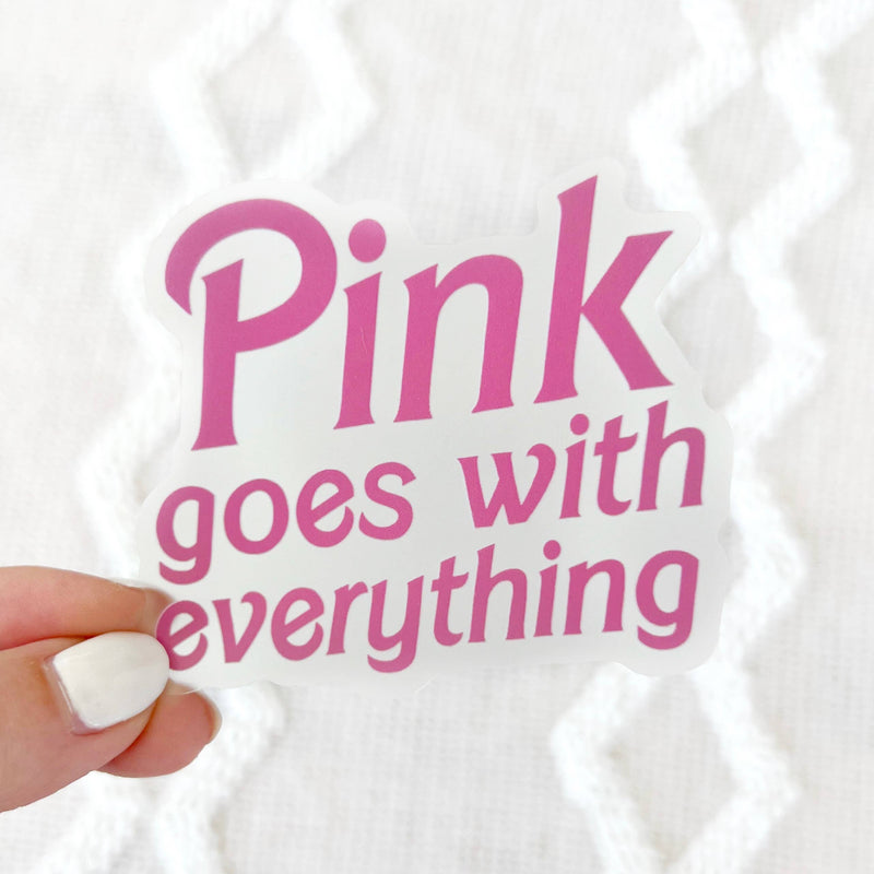 Clear Pink Goes with Everything Barbie Sticker, 2.7x2.7in