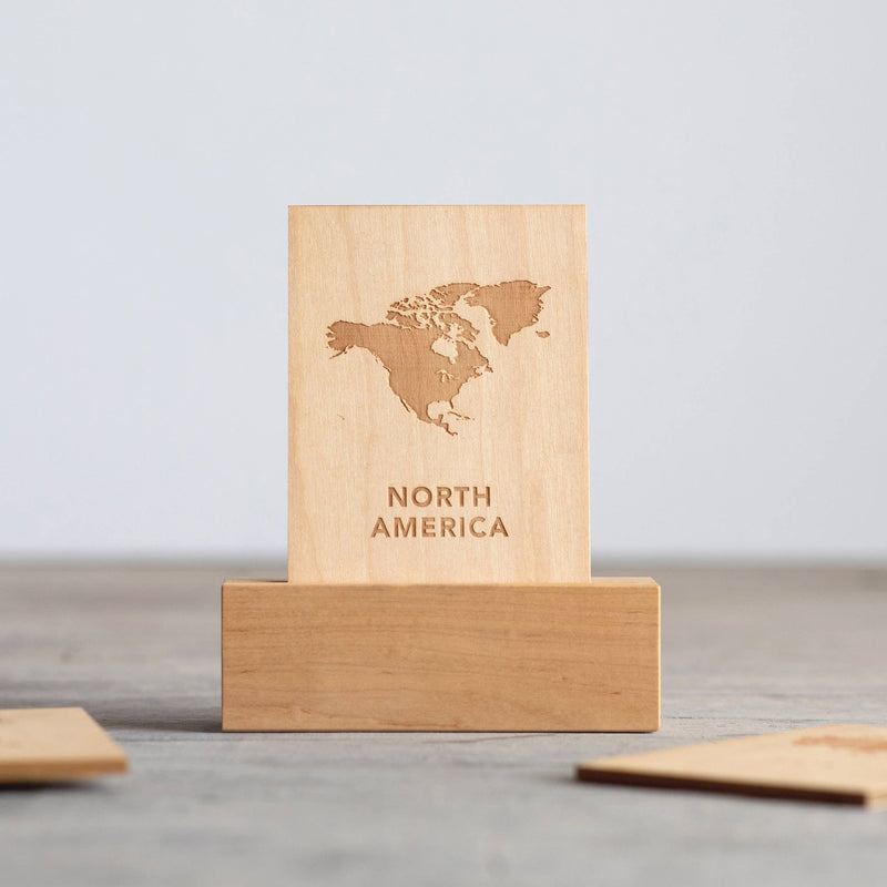 Wooden Continent Flashcards and Stand