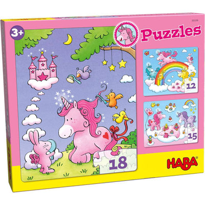 Unicorn Glitterluck Set of 3 Puzzles