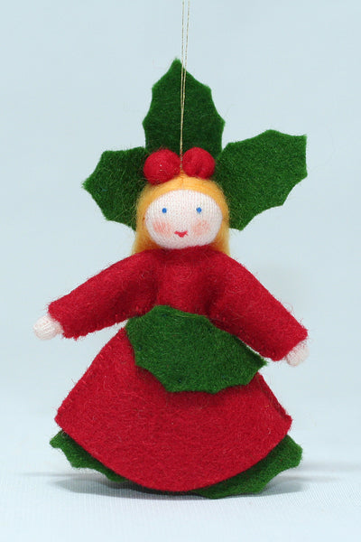 Holly Berry Princess (miniature hanging felt doll)