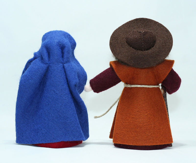 Holy Family Nativity (set of two standing and one wrapped miniature felt dolls)