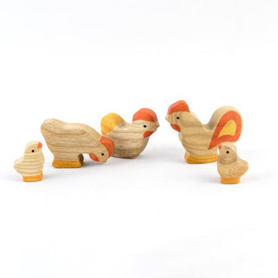 Rooster and Hen Set, Partially Painted