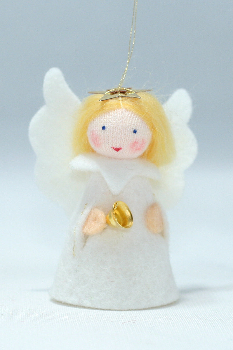 Jingle Angel (miniature hanging felt doll)