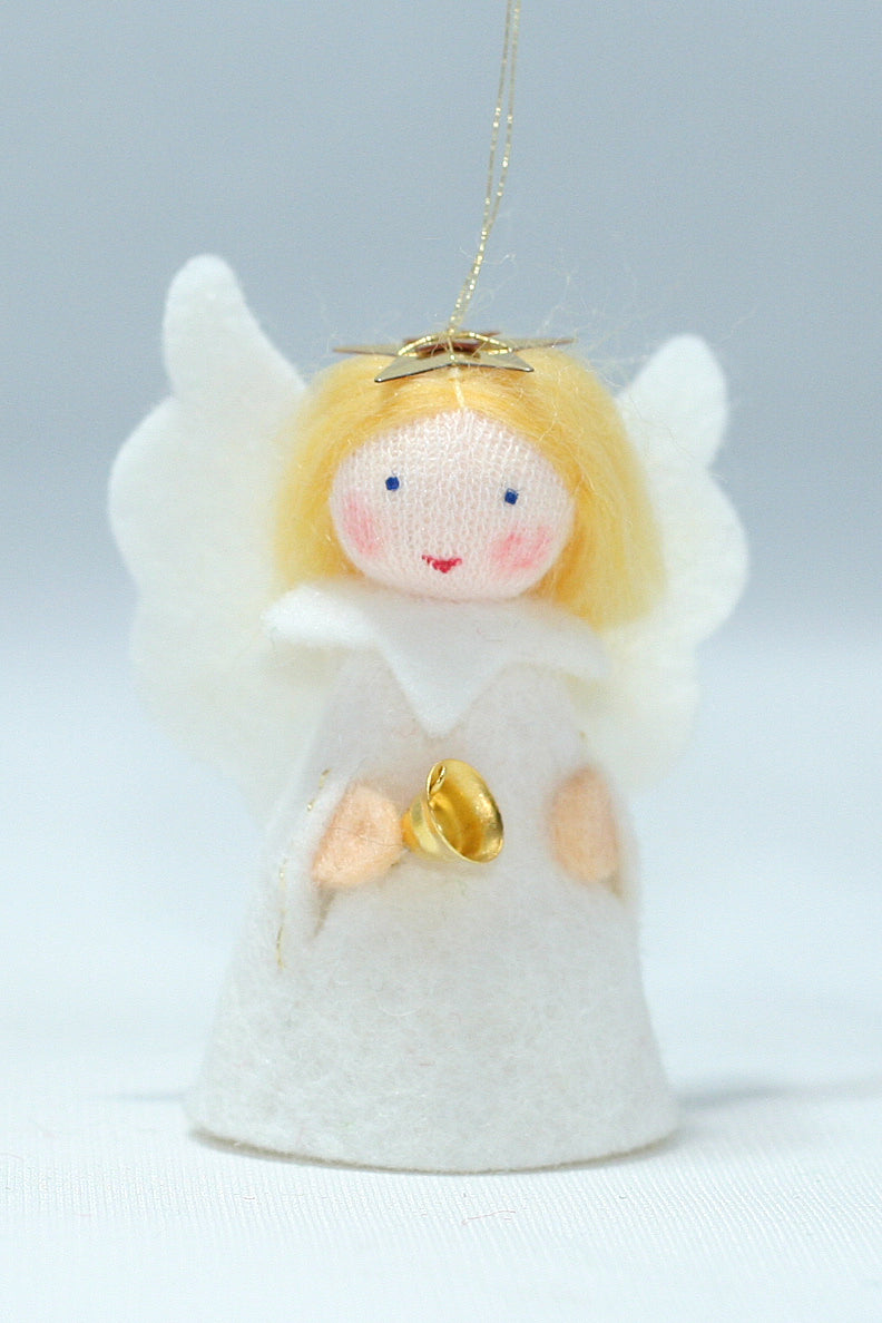 Jingle Angel (miniature hanging felt doll)