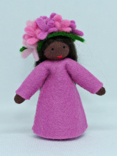 Lilac Fairy (miniature standing felt doll, flower hat)