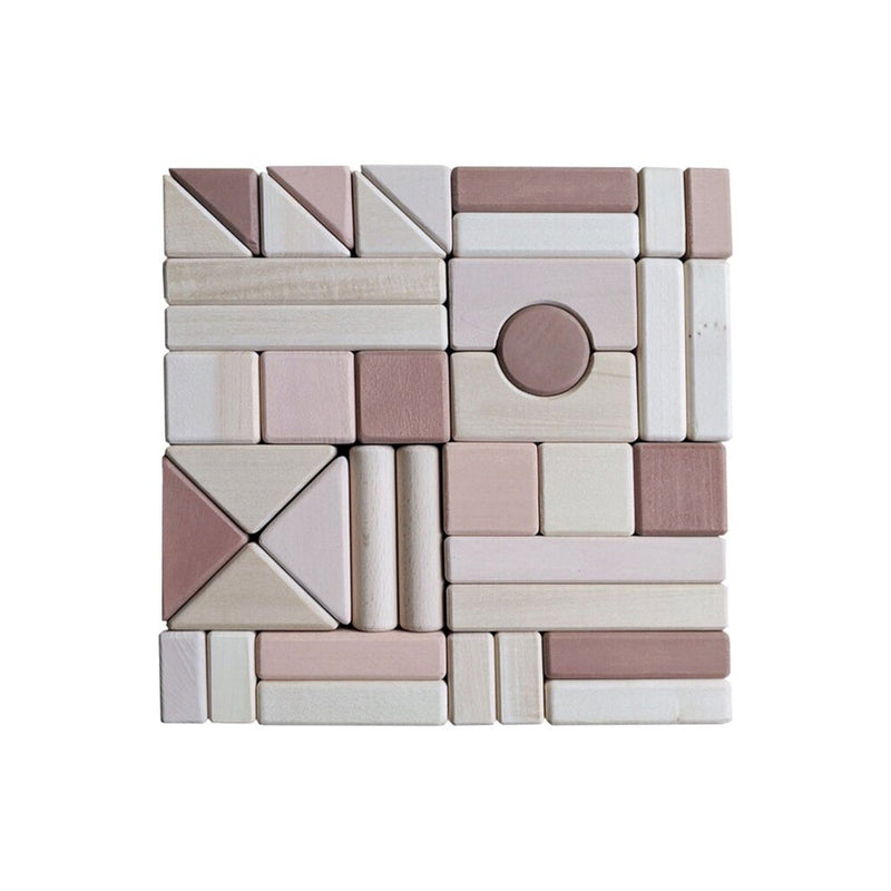 Castle Wooden Blocks Set, Light Pink