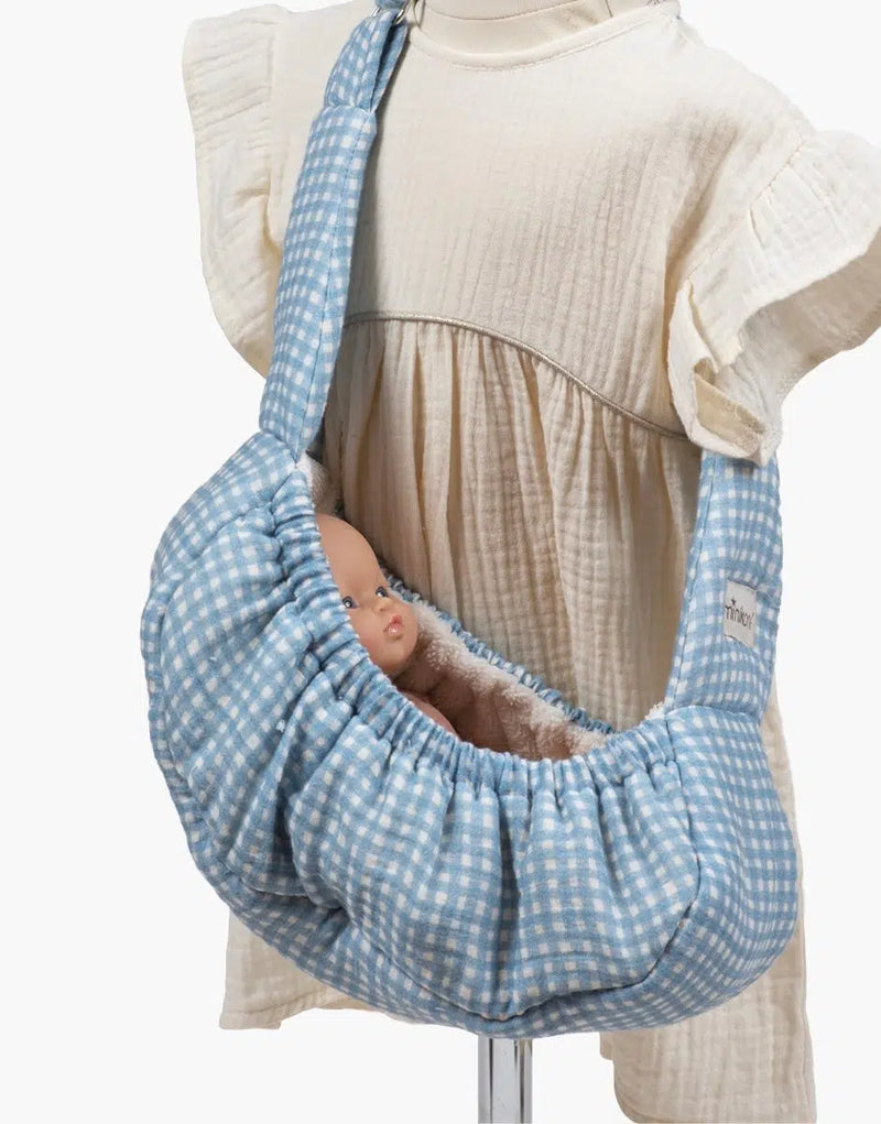 Babies Collection Blue Gingham Hammock Doll Carrier Sling