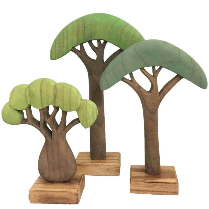 Wooden African Trees, Set of 3