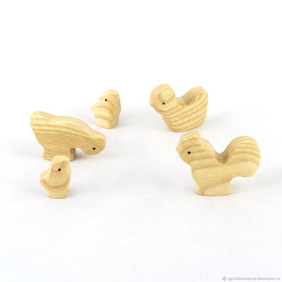 Rooster and Hen Set, Natural